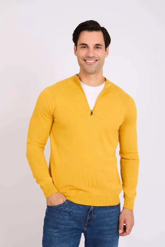 Men Regular Fit Pullover - Yellow Crew Neck Wool