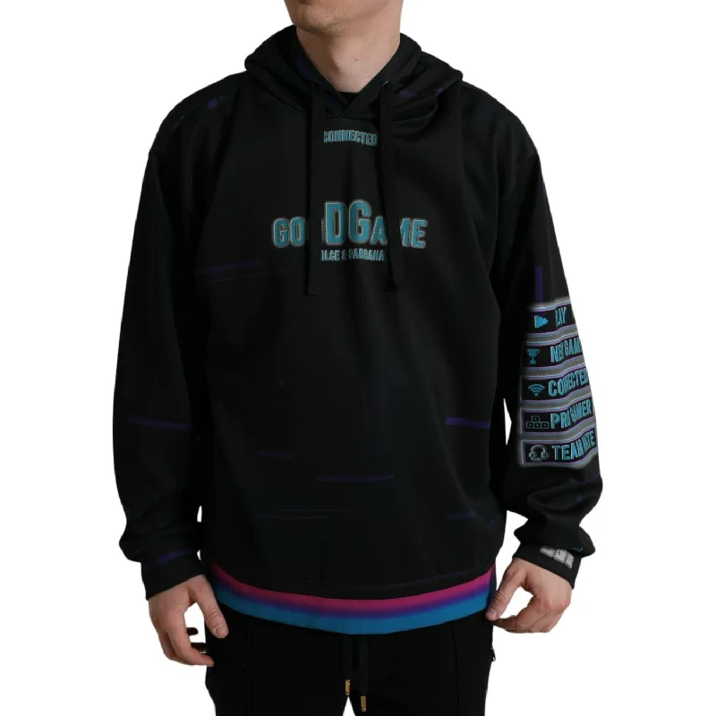 Dolce & Gabbana Elegant Graphic Print Hooded Pullover Cashmere Luxurious Pullover