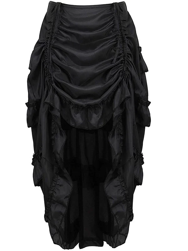 1970s Gothic Steampunk Wrinkle High Low Hem Skirt wool skirt warm