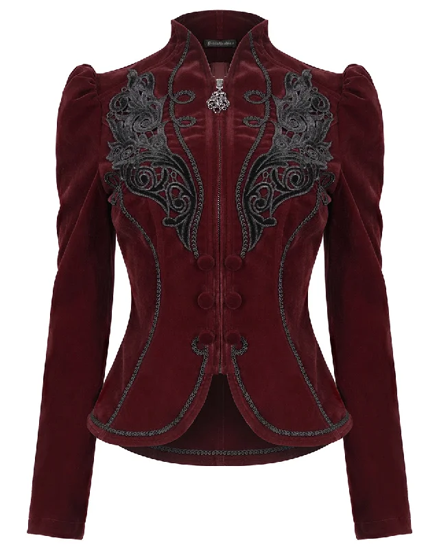 Devil Fashion Womens Susurrus Jacket - Red Fitted Jacket Loose Jacket Oversized Jacket