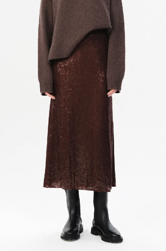 Cardales Dark Brown Percy Skirt velvet skirt luxurious