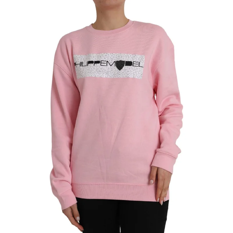 Philippe Model Pink Cotton Logo Long Sleeves Pullover Sweater Spaghetti Sleeve Top