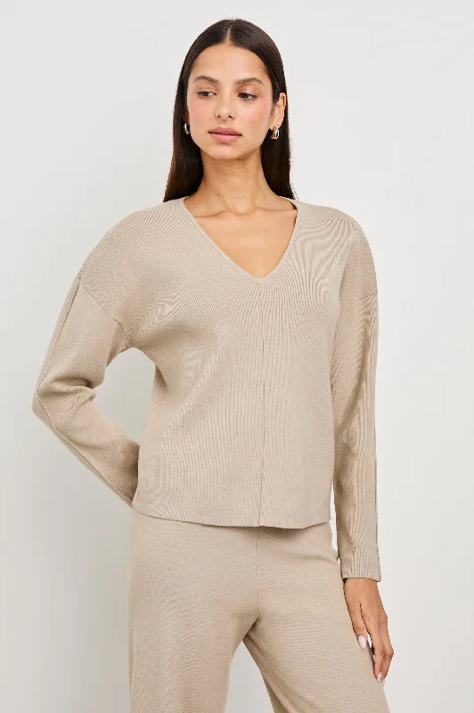 HOLLYN SWEATER - OATMEAL Ribbed Striped Patterned