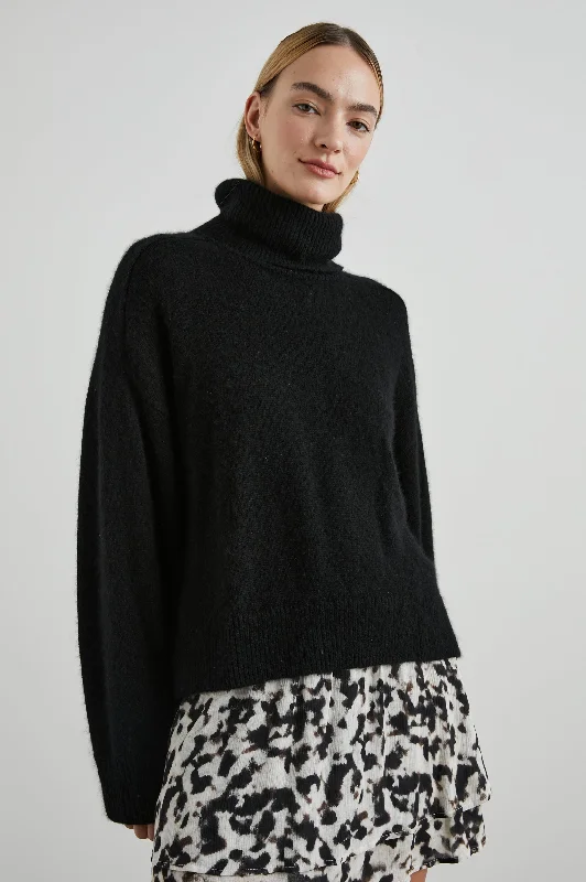 ESTELLE SWEATER - BLACK Glossy Satin Silk