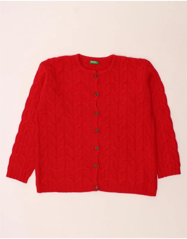 BENETTON Womens Cardigan Sweater UK 16 Large Red