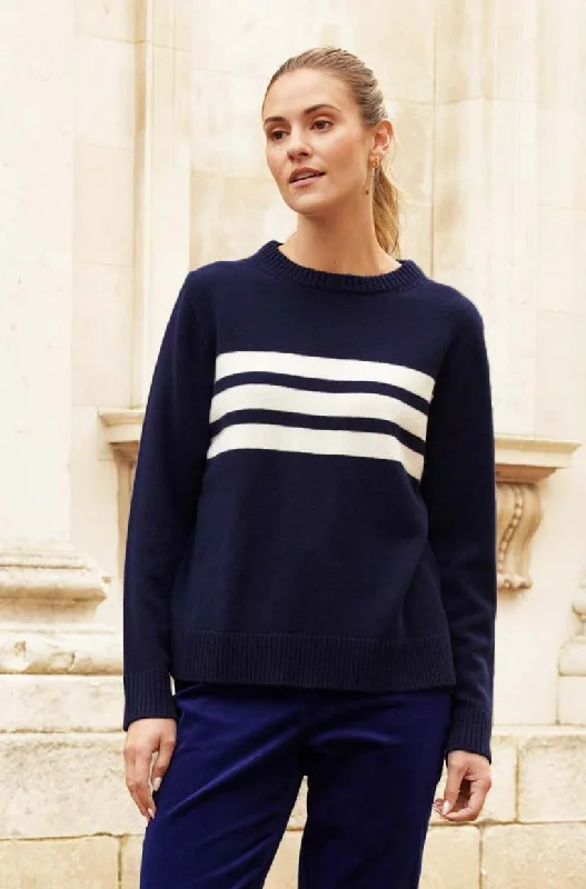 100% Merino Wool Cali Jumper | Navy/Cream