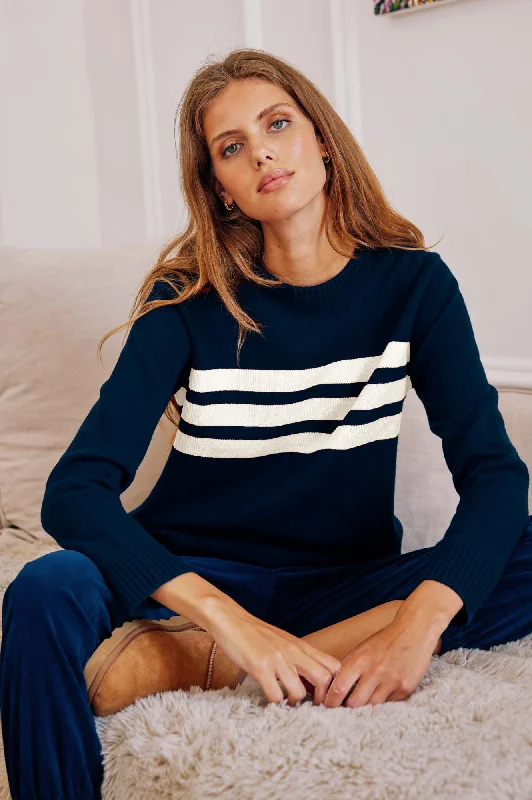 100% Merino Wool Cali Jumper | Navy/Cream