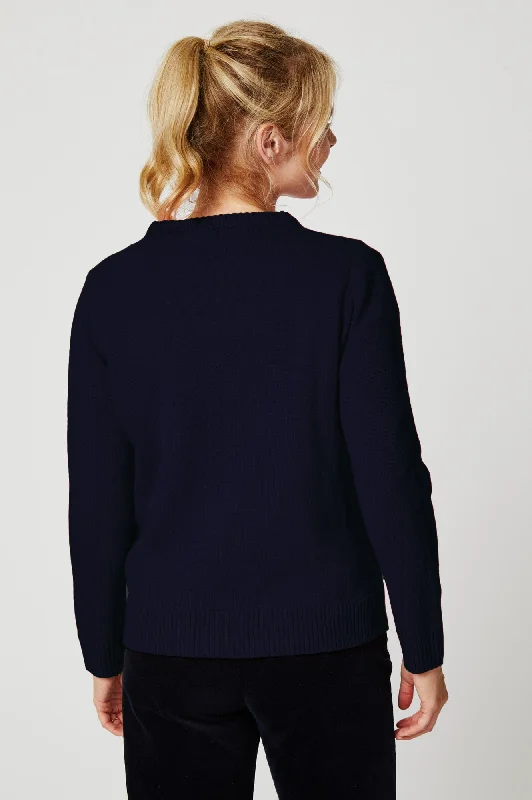 100% Merino Wool Cali Jumper | Navy/Cream