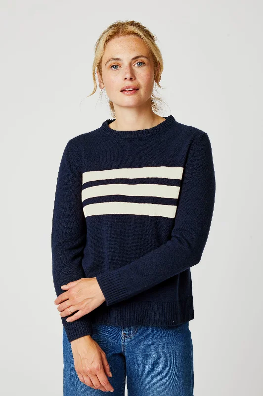 100% Merino Wool Cali Jumper | Navy/Cream