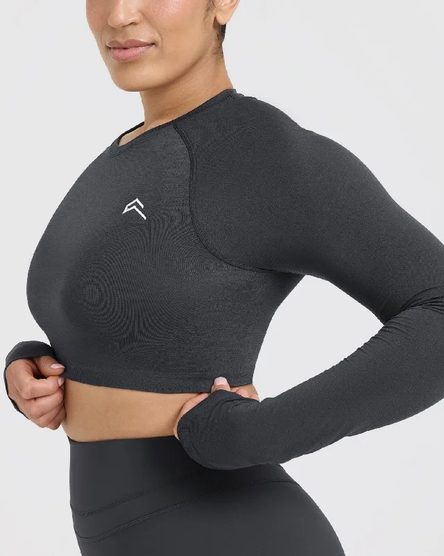 Go To Seamless Fitted Crop Long Sleeve Top | Coal