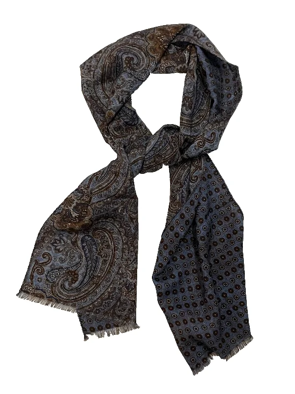 Hemley - Foulard reversible de laine paisley et cercles