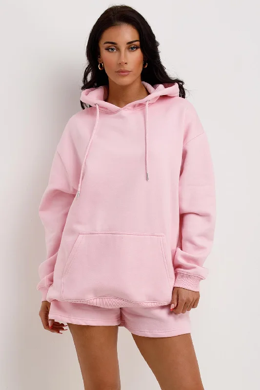 Hoodie And Shorts Tracksuit Pink