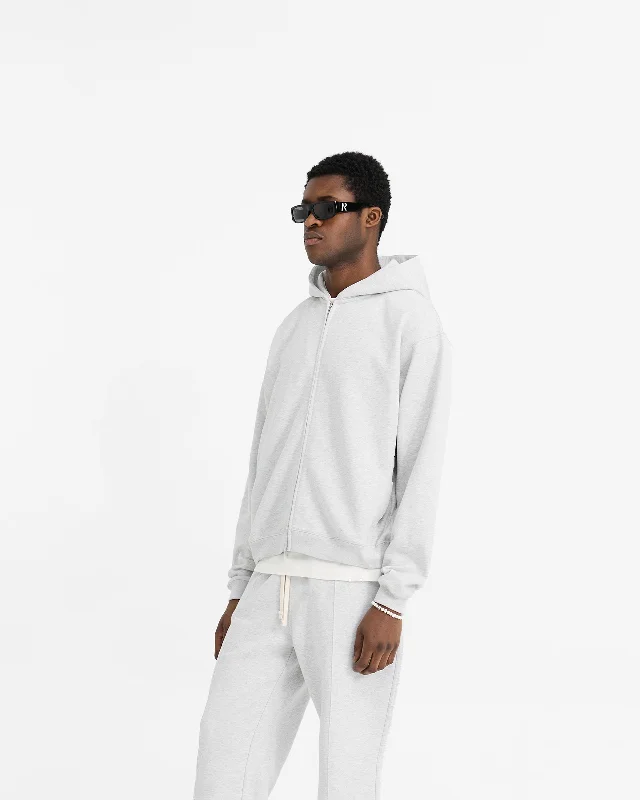 Initial Oversized Zip Hoodie - Ice Grey Marl