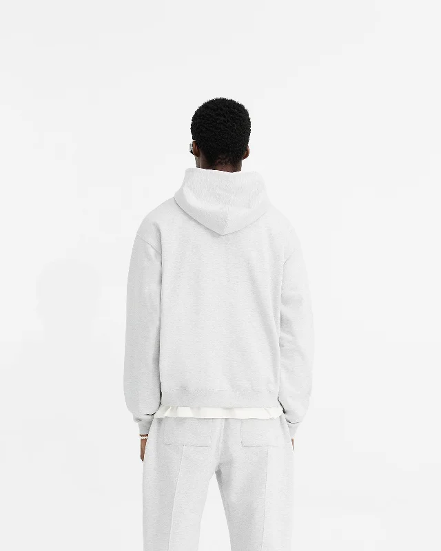 Initial Oversized Zip Hoodie - Ice Grey Marl