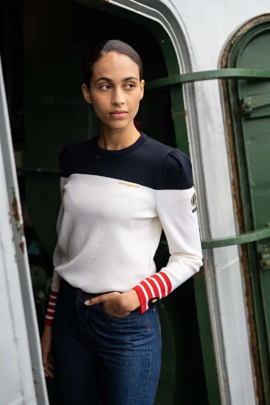 La Fougueuse jumper - SAINT JAMES x Marine nationale (BLANC/NAVY/TULIPE)