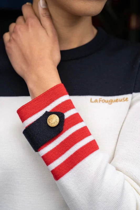 La Fougueuse jumper - SAINT JAMES x Marine nationale (BLANC/NAVY/TULIPE)