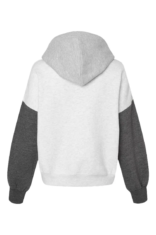 MV Sport Womens Sueded Fleece Colorblock Crop Hooded Sweatshirt Hoodie - Charcoal Grey - NEW