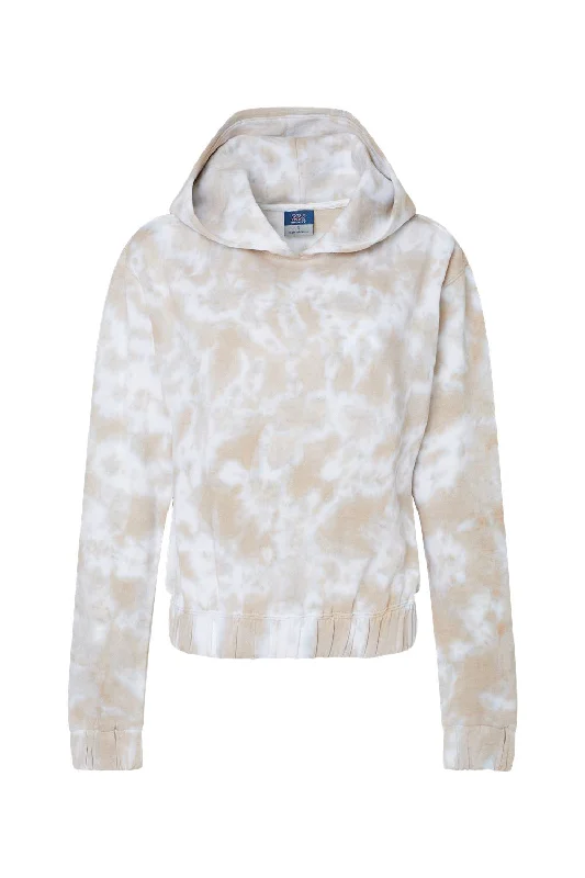 MV Sport Womens Sueded Fleece Tie-Dye Crop Hooded Sweatshirt Hoodie - Atmosphere - NEW