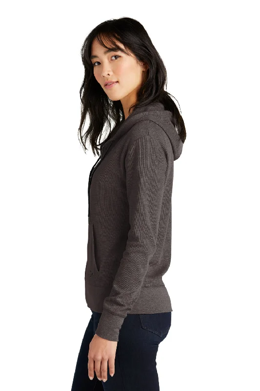 New Era Womens Thermal Full Zip Hooded Sweatshirt Hoodie - Heather Black