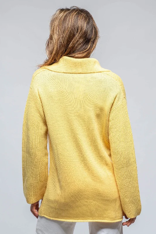 Nina Long Cashmere Ribbed Cardigan In Butter Yellow