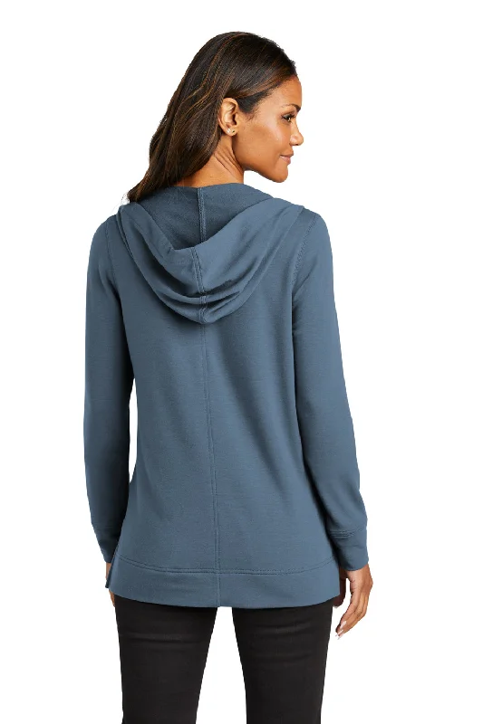 Port Authority Womens Microterry Snag Resistant Hooded Sweatshirt Hoodie - Dusk Blue