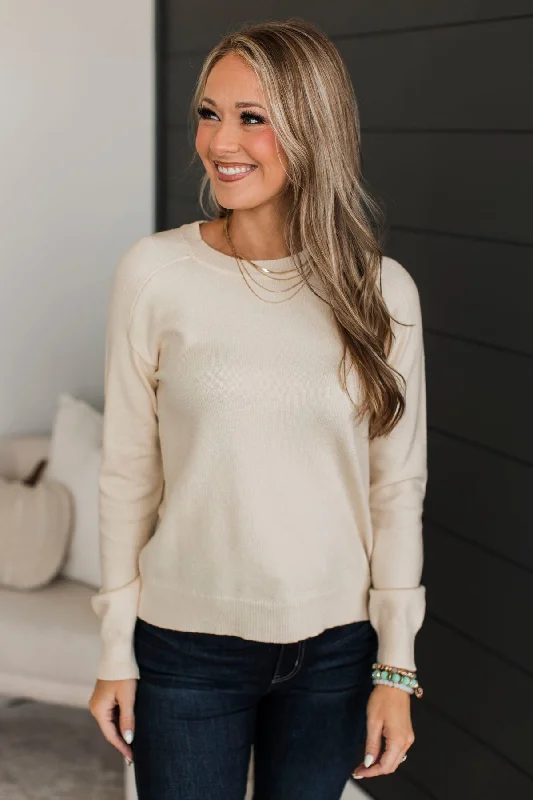 Smiles On Repeat Knit Sweater- Cream