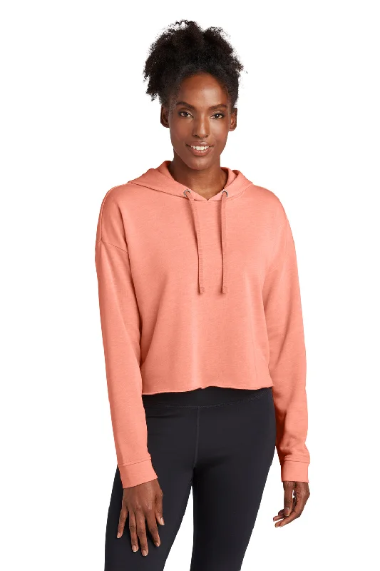 Sport-Tek Womens Moisture Wicking Fleece Crop Hooded Sweatshirt Hoodie - Heather Soft Coral