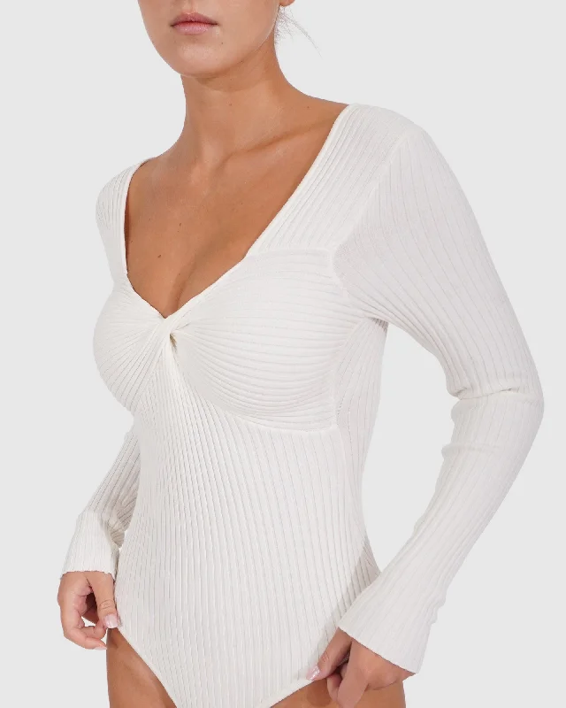 Think Twice Long Sleeve Bodysuit - Ivory