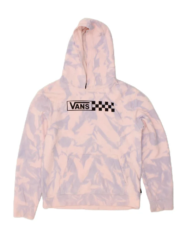 VANS Womens Graphic Hoodie Jumper UK 12 Medium Pink Tie Dye Cotton