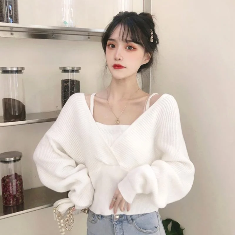 Women's Cute Batwing Sleeved Splice Sweater