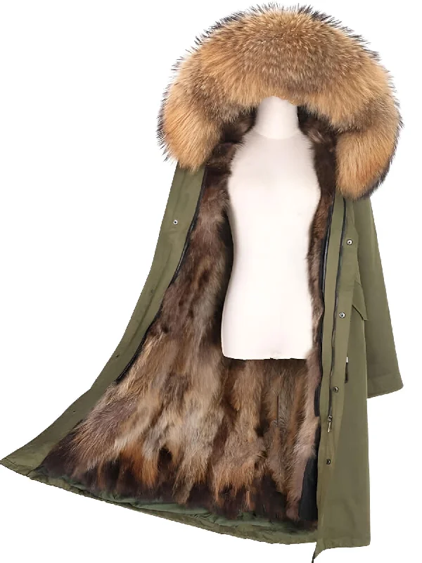 S / Olive Green-Tan Fur