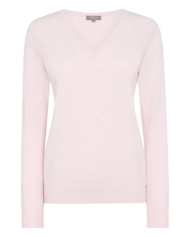 Women's Phoebe V Neck Cashmere Sweater Quartz Pink