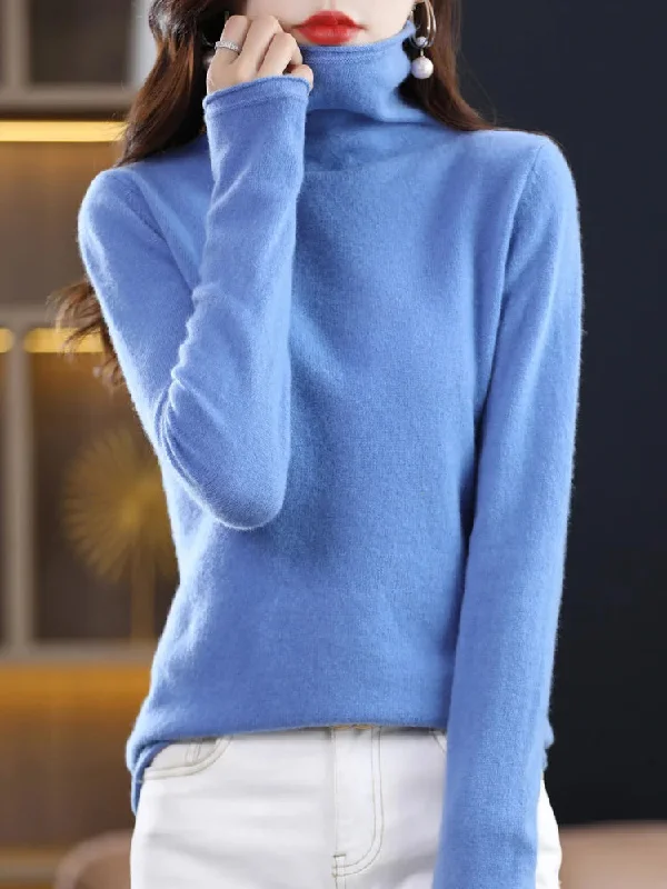 Wool Cashmere Sweater Women's Pullover Long Sleeve Autumn and winter High Stacked Collar Knitted Sweater High Quality Jumper Top