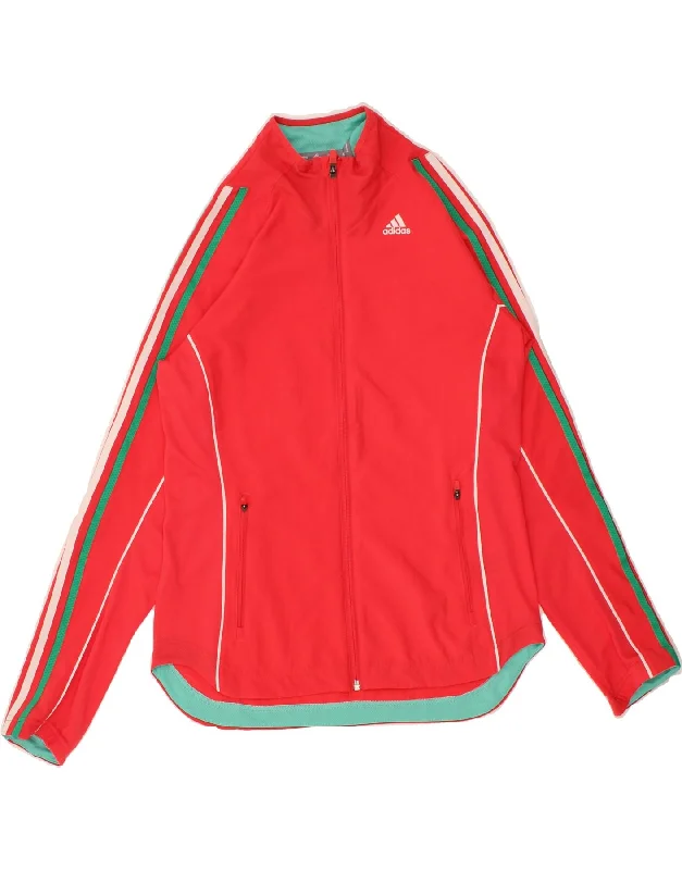 ADIDAS Womens Running Graphic Tracksuit Top Jacket UK 10 Small Red