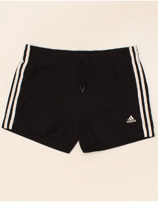 ADIDAS Womens Sport Shorts UK 12/14 Medium Black Cotton