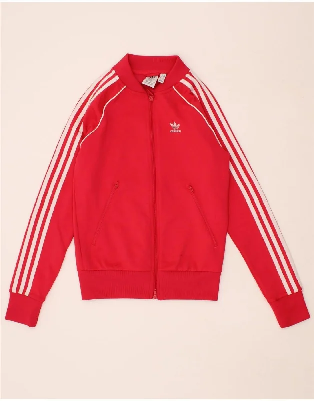 ADIDAS Womens Tracksuit Top Jacket UK 2 2XS  Pink Cotton