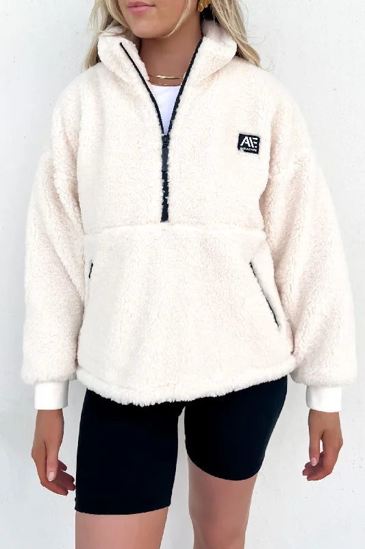 Amara Quarter Zip Teddy Vintage White