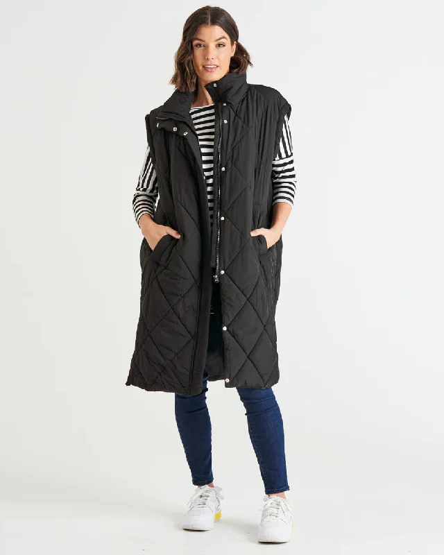 BETTY BASICS CAPE COD PUFFER VEST BLACK