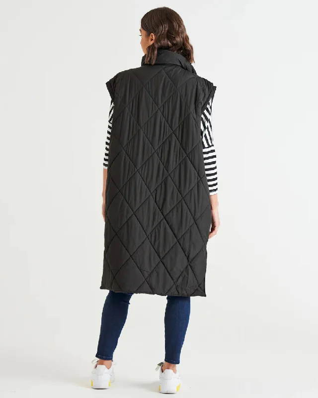 BETTY BASICS CAPE COD PUFFER VEST BLACK