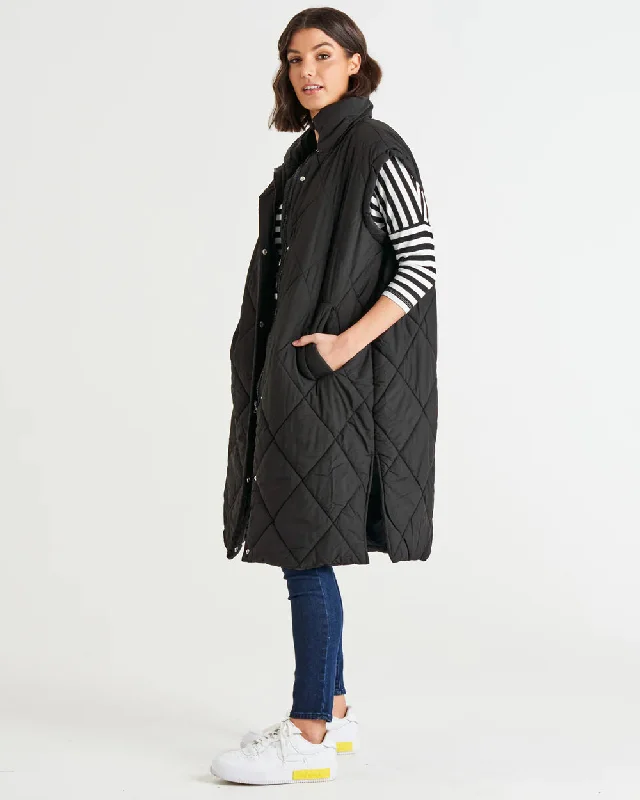 BETTY BASICS CAPE COD PUFFER VEST BLACK