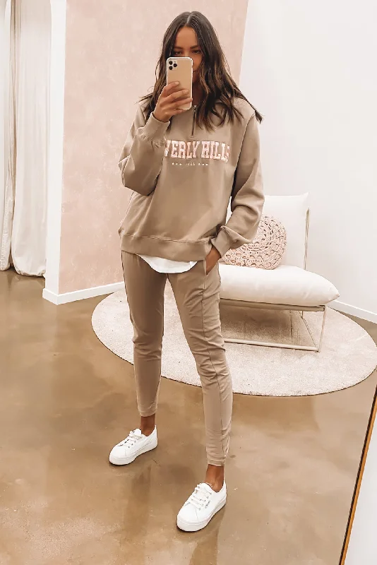 Beverly Hills Oversized 1/4 Zip Tan