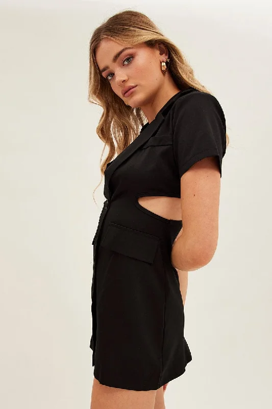 Black Cut Out Blazer Dress