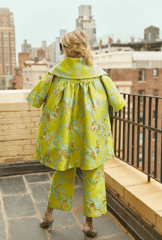 Car Coat - Chartreuse Brocade