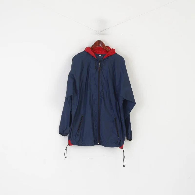 Active Outerwear Women 16/18 XL Jacket Navy Nylon Hooded Zip Up Vintage Top