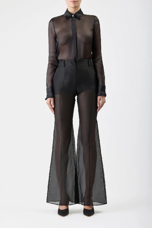 Horus Sheer Shirt in Black Silk Organza