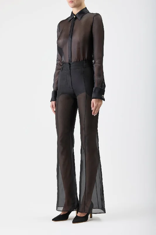 Horus Sheer Shirt in Black Silk Organza