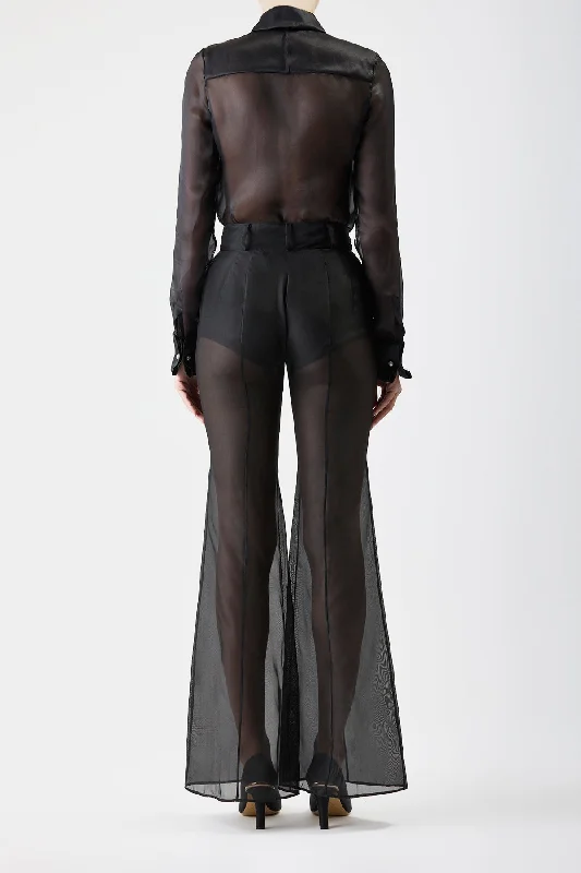 Horus Sheer Shirt in Black Silk Organza