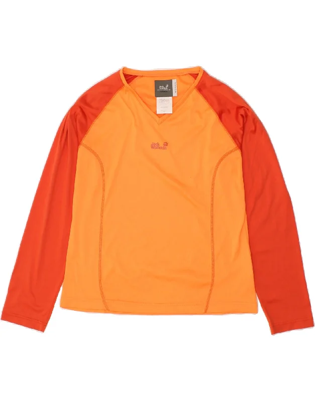 JACK WOLFSKIN Womens Graphic Top Long Sleeve UK 12 Medium Orange