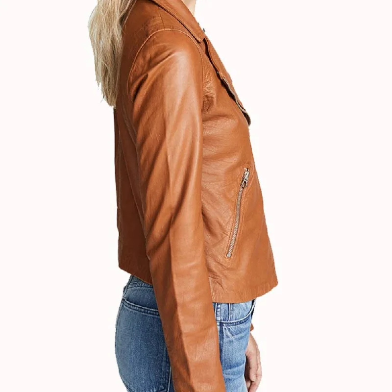 Jes Macallan Brown Leather Biker Jacket