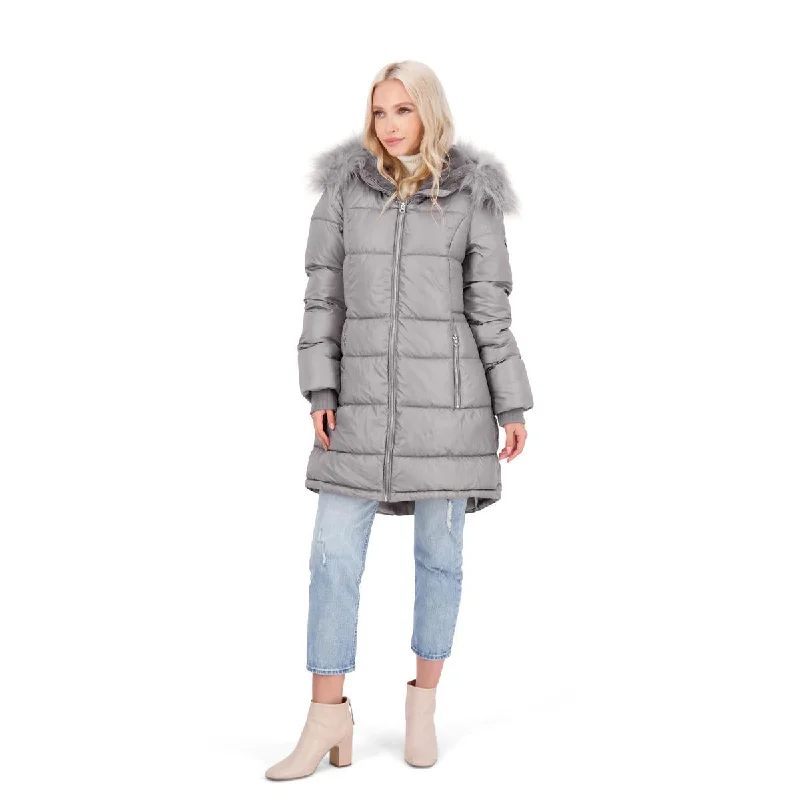 Jessica Simpson Puffer Coat For Women - Quilted Winter Coat w/ Faux Fur Hood